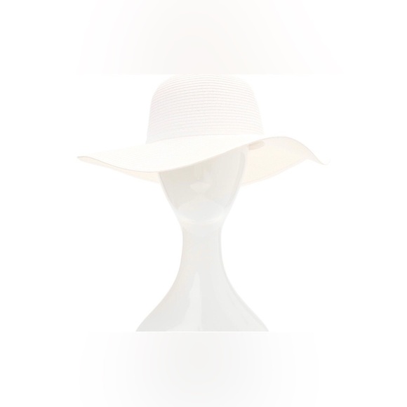 White faux straw packable adjustable band wide brim floppy hat new - Picture 2 of 4